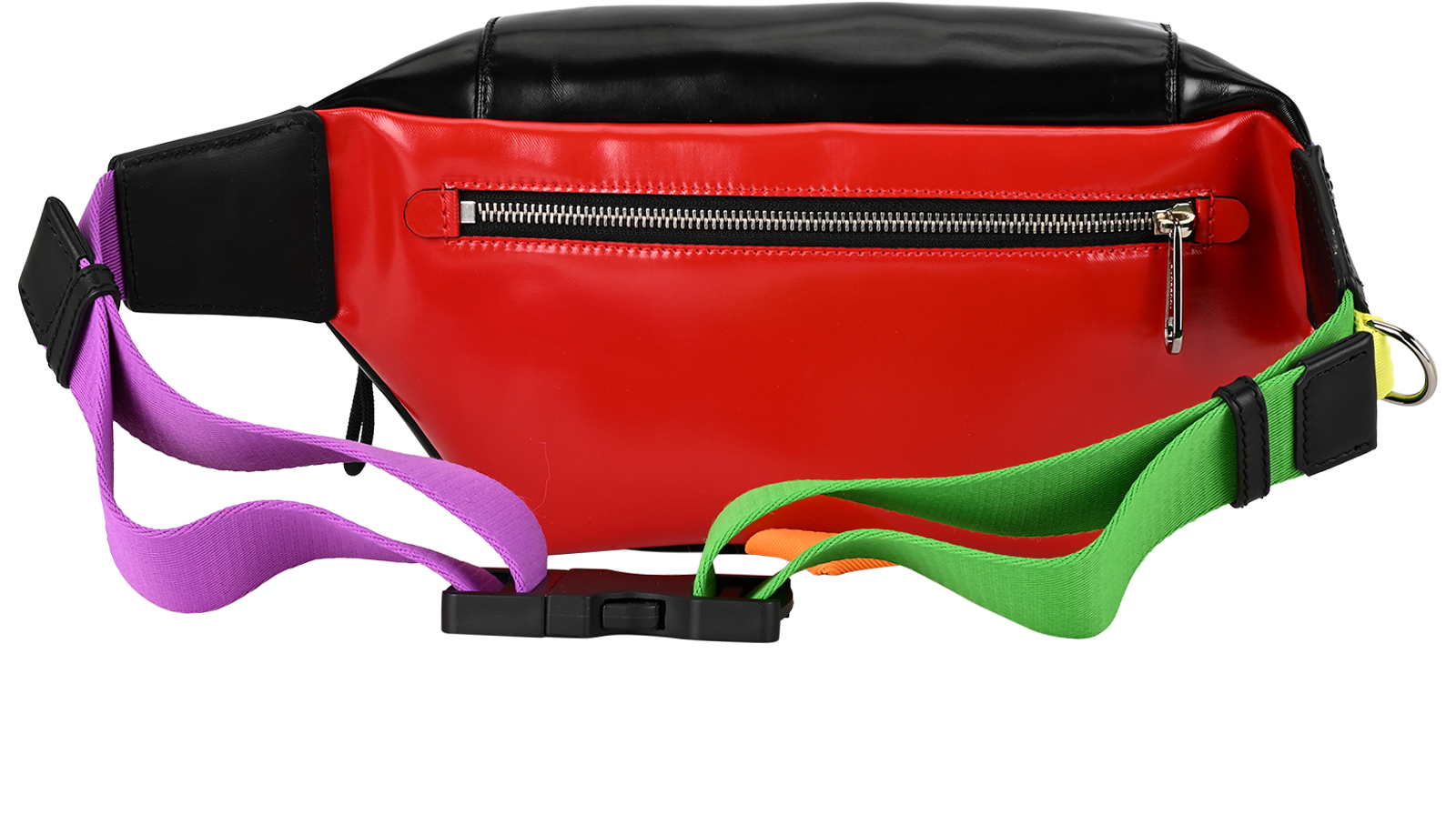 Rainbow Bum Bag, &pound;250, Handbags, Black/Blue/Orange/Red, Fabric/Leather, Back view